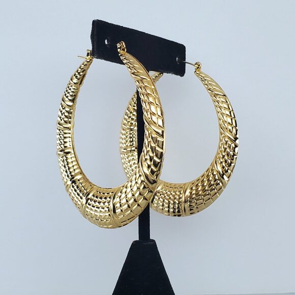 14K Gold Womens Large Chunky Hoop Earrings Big Thick 14K Silver